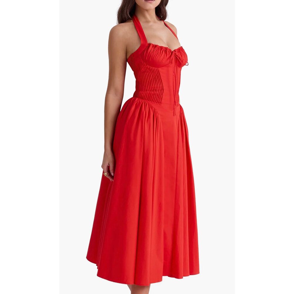 New! House of CB Adabella Halter Neck Midi Dress Sz S - Picture 2 of 7